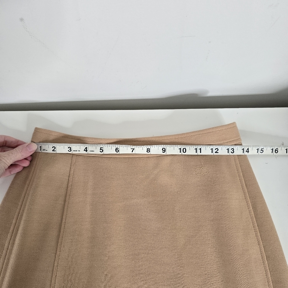 Vintage Givenchy Sport Camel Pleated Hem Maxi Skirt Size 10 Wool Blend - Picture 11 of 14